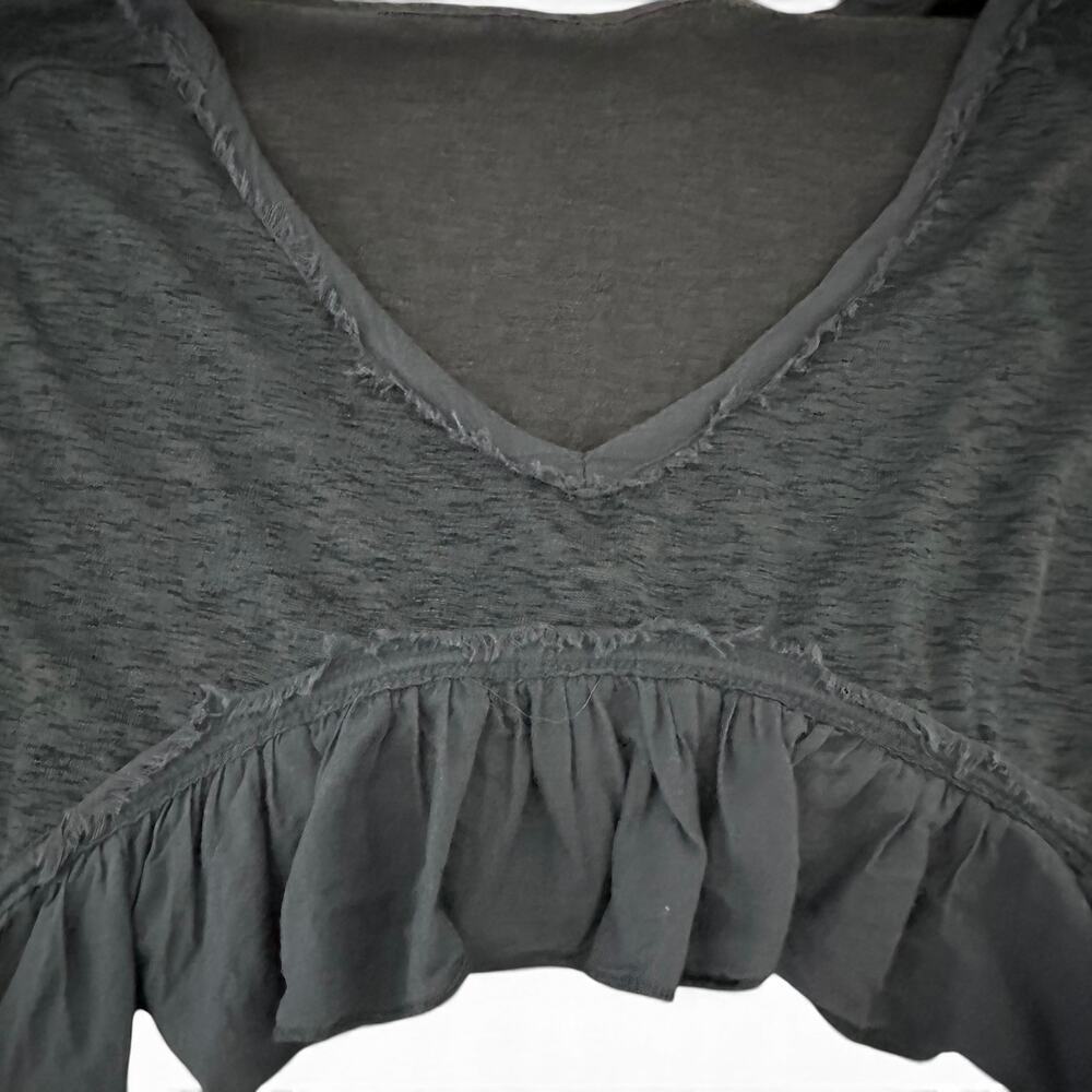Free People Slouchy Claire Tee Blue Ruffle Tunic Top Large - Picture 12 of 15